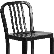 Commercial Grade 24" High Black Metal Indoor-Outdoor Counter Height Stool with Vertical Slat Back, CH-61200-24-BK-GG