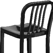 Commercial Grade 24" High Black Metal Indoor-Outdoor Counter Height Stool with Vertical Slat Back, CH-61200-24-BK-GG