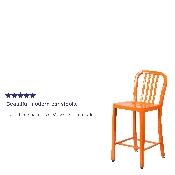 Commercial Grade 24" High Orange Metal Indoor-Outdoor Counter Height Stool with Vertical Slat Back, CH-61200-24-OR-GG