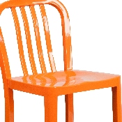 Commercial Grade 24" High Orange Metal Indoor-Outdoor Counter Height Stool with Vertical Slat Back, CH-61200-24-OR-GG