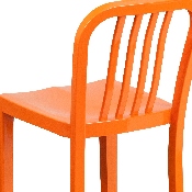 Commercial Grade 24" High Orange Metal Indoor-Outdoor Counter Height Stool with Vertical Slat Back, CH-61200-24-OR-GG