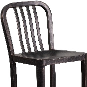 Commercial Grade 30" High Black-Antique Gold Metal Indoor-Outdoor Barstool with Vertical Slat Back, CH-61200-30-BQ-GG