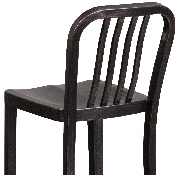 Commercial Grade 30" High Black-Antique Gold Metal Indoor-Outdoor Barstool with Vertical Slat Back, CH-61200-30-BQ-GG