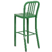Commercial Grade 30" High Green Metal Indoor-Outdoor Barstool with Vertical Slat Back, CH-61200-30-GN-GG
