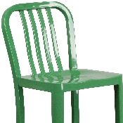 Commercial Grade 30" High Green Metal Indoor-Outdoor Barstool with Vertical Slat Back, CH-61200-30-GN-GG