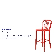 Commercial Grade 30" High Red Metal Indoor-Outdoor Barstool with Vertical Slat Back, CH-61200-30-RED-GG