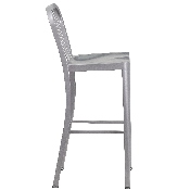 Commercial Grade 30" High Silver Metal Indoor-Outdoor Barstool with Vertical Slat Back, CH-61200-30-SIL-GG