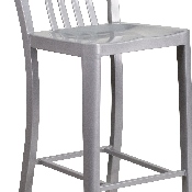 Commercial Grade 30" High Silver Metal Indoor-Outdoor Barstool with Vertical Slat Back, CH-61200-30-SIL-GG