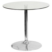 31.5'' Round Glass Table with 29''H Chrome Base, CH-7-GG