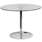 39.25'' Round Glass Table with 29''H Chrome Base, CH-8-GG