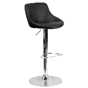 Contemporary Black Vinyl Bucket Seat Adjustable Height Barstool with Chrome Base, CH-82028-MOD-BK-GG