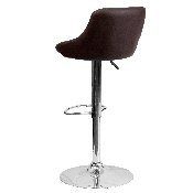 Contemporary Brown Vinyl Bucket Seat Adjustable Height Barstool with Diamond Pattern Back and Chrome Base, CH-82028A-BRN-GG