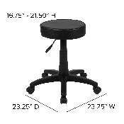 Black Adjustable Doctors Stool on Wheels with Ergonomic Molded Seat, CH-82042-3X01-GG