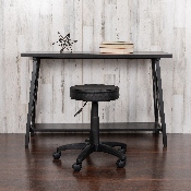 Black Adjustable Doctors Stool on Wheels with Ergonomic Molded Seat, CH-82042-3X01-GG
