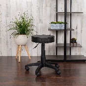 Black Adjustable Doctors Stool on Wheels with Ergonomic Molded Seat, CH-82042-3X01-GG