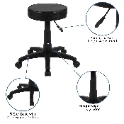 Black Adjustable Doctors Stool on Wheels with Ergonomic Molded Seat, CH-82042-3X01-GG