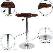23.5'' Round Adjustable Height Rustic Pine Wood Table (Adjustable Range 26.25'' - 35.5''), CH-9-GG