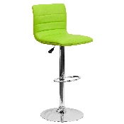 Modern Green Vinyl Adjustable Bar Stool with Back, Counter Height Swivel Stool with Chrome Pedestal Base, CH-92023-1-GRN-GG