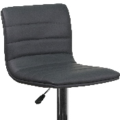 Modern Gray Vinyl Adjustable Bar Stool with Back, Counter Height Swivel Stool with Chrome Pedestal Base, CH-92023-1-GY-GG