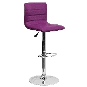 Modern Purple Vinyl Adjustable Bar Stool with Back, Counter Height Swivel Stool with Chrome Pedestal Base, CH-92023-1-PUR-GG