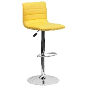 Modern Yellow Vinyl Adjustable Bar Stool with Back, Counter Height Swivel Stool with Chrome Pedestal Base, CH-92023-1-YEL-GG