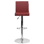 Contemporary Burgundy Vinyl Adjustable Height Barstool with Panel Back and Chrome Base, CH-92066-BURG-GG
