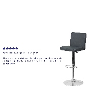 Contemporary Gray Vinyl Adjustable Height Barstool with Panel Back and Chrome Base, CH-92066-GY-GG