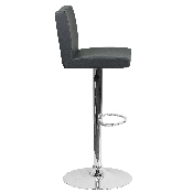 Contemporary Gray Vinyl Adjustable Height Barstool with Panel Back and Chrome Base, CH-92066-GY-GG