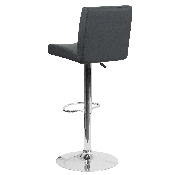 Contemporary Gray Vinyl Adjustable Height Barstool with Panel Back and Chrome Base, CH-92066-GY-GG