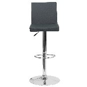Contemporary Gray Vinyl Adjustable Height Barstool with Panel Back and Chrome Base, CH-92066-GY-GG