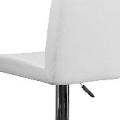 Contemporary White Vinyl Adjustable Height Barstool with Panel Back and Chrome Base, CH-92066-WH-GG