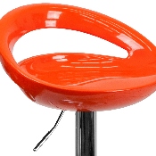 Contemporary Orange Plastic Adjustable Height Barstool with Rounded Cutout Back and Chrome Base, CH-TC3-1062-ORG-GG