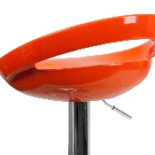 Contemporary Orange Plastic Adjustable Height Barstool with Rounded Cutout Back and Chrome Base, CH-TC3-1062-ORG-GG