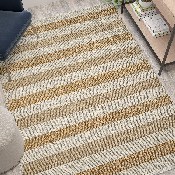 5' x 7' Handwoven Striped Jute Blend Area Rug in Natural Tones, CI-20-9354-57-GG