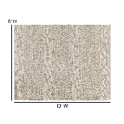 8' x 10' White & Ivory Geometric Design Handwoven Area Rug - Wool/Polyester/CottonBlend, CI-20-9450A-810-CR-GG
