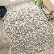8' x 10' White & Ivory Geometric Design Handwoven Area Rug - Wool/Polyester/CottonBlend, CI-20-9450A-810-CR-GG