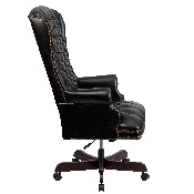 High Back Traditional Fully Tufted Black LeatherSoft Executive Swivel Ergonomic Office Chair with Arms, CI-360-BK-GG