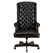 High Back Traditional Fully Tufted Black LeatherSoft Executive Swivel Ergonomic Office Chair with Arms, CI-360-BK-GG