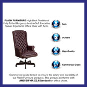 High Back Traditional Fully Tufted Burgundy LeatherSoft Executive Swivel Ergonomic Office Chair with Arms, CI-360-BY-GG