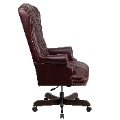 High Back Traditional Fully Tufted Burgundy LeatherSoft Executive Swivel Ergonomic Office Chair with Arms, CI-360-BY-GG