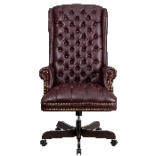 High Back Traditional Fully Tufted Burgundy LeatherSoft Executive Swivel Ergonomic Office Chair with Arms, CI-360-BY-GG