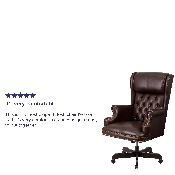 High Back Traditional Tufted Brown LeatherSoft Executive Ergonomic Office Chair with Oversized Headrest & Nail Trim Arms, CI-J600-BRN-GG