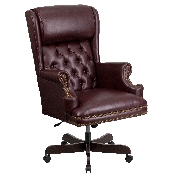 High Back Traditional Tufted Burgundy LeatherSoft Executive Ergonomic Office Chair with Oversized Headrest & Arms, CI-J600-BY-GG