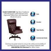 High Back Traditional Tufted Burgundy LeatherSoft Executive Ergonomic Office Chair with Oversized Headrest & Arms, CI-J600-BY-GG
