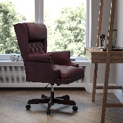 High Back Traditional Tufted Burgundy LeatherSoft Executive Ergonomic Office Chair with Oversized Headrest & Arms, CI-J600-BY-GG