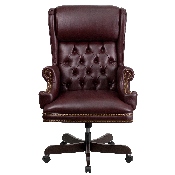High Back Traditional Tufted Burgundy LeatherSoft Executive Ergonomic Office Chair with Oversized Headrest & Arms, CI-J600-BY-GG