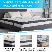 Capri Comfortable Sleep 10 Inch CertiPUR-US Certified Hybrid Pocket Spring Mattress, King Mattress in a Box, CL-E230P-R-K-10-GG