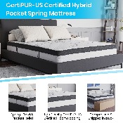 Capri Comfortable Sleep 10 Inch CertiPUR-US Certified Hybrid Pocket Spring Mattress, Queen Mattress in a Box, CL-E230P-R-Q-10-GG