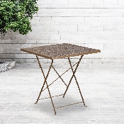 Commercial Grade 28" Square Gold Indoor-Outdoor Steel Folding Patio Table, CO-1-GD-GG