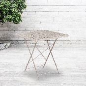 Commercial Grade 28" Square Light Gray Indoor-Outdoor Steel Folding Patio Table, CO-1-SIL-GG